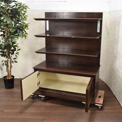 【ヤ取終了8/18】≪zyt1375ジ≫ レトロ什器 幅100cm 4段飾り棚 下部収納付 照明器具内蔵型/ランプ無し 昭和レトロ/ビンテージ 現状品 51118-09の画像