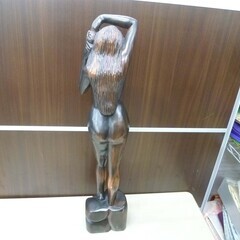 女性像 木彫り 高さ約66cm オブジェ インテリア ディスプレイ 苫小牧西店の画像