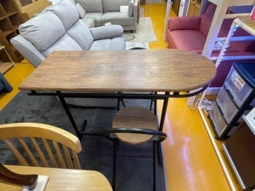 【リサイクルサービス八光】幅110㎝　不二貿易　カウンターテーブル＆チェア　3点セット