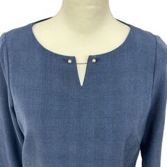 Pinky&Dianne ピンキーアンドダイアン トップス Tシャツ カットソー 七分袖 スリットネック ファスナー レディース ブルー チェック 38の画像