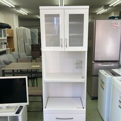 【リサイクルショップ　ピカソ　小松原】 ニトリ 幅60 ホワイトエナメル 食器棚 レンジ台 キッチン家具★9762★の画像