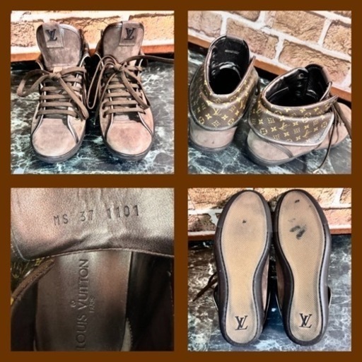 フリマで売れました。LOUIS VUITTON モノグラム ロゴ スニーカー ブーツ 23.5cm