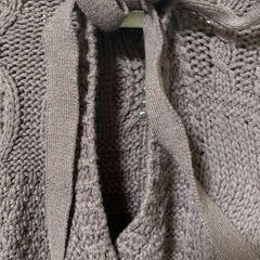【Chico】茶　バックリボン　ニット　チュニック　ワンピース　Fの画像