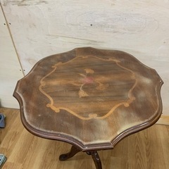 テーブル 丸テーブル おしゃれ 象嵌 サイドテーブル コーヒーテーブル 洋風家具 アンティーク調　中古の画像