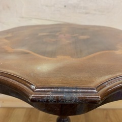 テーブル 丸テーブル おしゃれ 象嵌 サイドテーブル コーヒーテーブル 洋風家具 アンティーク調　中古の画像