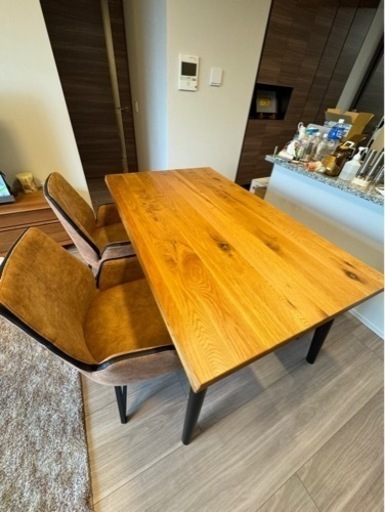 【3月2日限定】ダイニングテーブルセット　天然木　食卓テーブル　椅子2脚&ベンチセット（分解可能です）