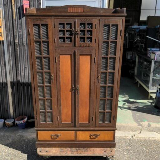 訳ありお買い得！　アンティーク　昭和　レトロ　戸棚　本棚　古家具