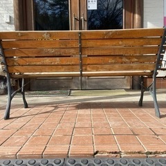 ☆相談中☆①ガーデンベンチ  木製  アイアン　中古品　2人掛け　屋外用の画像