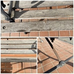 ☆相談中☆②ガーデンベンチ  木製  アイアン　中古品　2人掛け　屋外用の画像