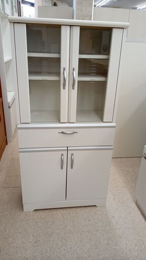 ★ジモティ割あり★  食器棚 白 H118×D29.5×W59 クリーニング済み TJ4421