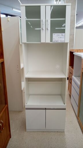 ★ジモティ割あり★  食器棚 白 H178×D40×W60 クリーニング済み TJ4422