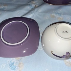 第一陶器 花庵 HANAIORI ソフィア 茶菓揃え 5客 箱入 縁•葉脈金彩 未使用品 湯呑 菓子皿 ④の画像