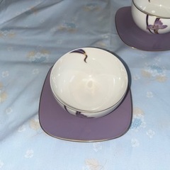 第一陶器 花庵 HANAIORI ソフィア 茶菓揃え 5客 箱入 縁•葉脈金彩 未使用品 湯呑 菓子皿 ④の画像