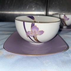 第一陶器 花庵 HANAIORI ソフィア 茶菓揃え 5客 箱入 縁•葉脈金彩 未使用品 湯呑 菓子皿 ④の画像