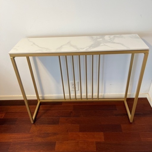 コンソールテーブル 玄関テーブル 人工大理石 幅100cm カウンターテーブル シンプル ゴールド