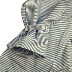 M  ストライプシャツ　レディース　萌え袖　ブルー　かわいいの画像