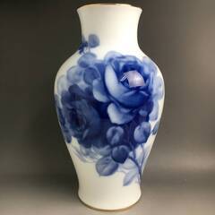 🔷🔶🔷ut23/27 【未使用】OKURA 大倉陶園 花瓶 ブルーローズ 箱付き 全高約35cm フラワーベース・花器・花入 華道🔷🔶🔷