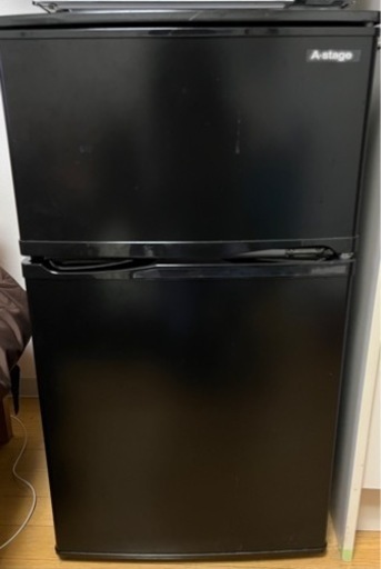 稼動品！2ドア冷凍冷蔵庫　90L 2020年製　A-stage製　RB-90B 2ドア  ブラック　2024/2/28発送