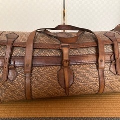 レトロ革網ボストンバッグ