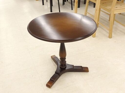 千歳市/恵庭市 飛騨産業 コーヒーテーブル No.219 キツツキマーク 丸テーブル サイドテーブル