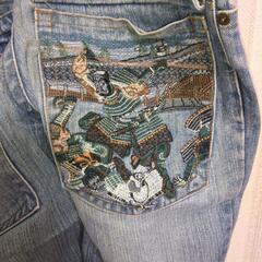 和柄ジーンズ　ウエスト76　武将の画像