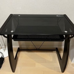 【美品】PCデスク　ガラス天板　スライド式
