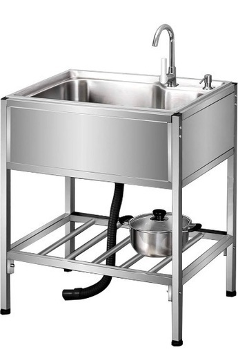 簡易流し台 ステンレス 混合水栓 シングルシンク58cm組み立て式 新品未使用