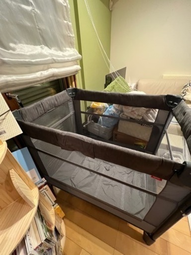 アップリカAprica(アップリカ) ベビーベッド ココネルエアープラス AB 0か月から2歳頃まで ミニ コンパクト 折りたたみ ベビーサークル (グレー) 2135971