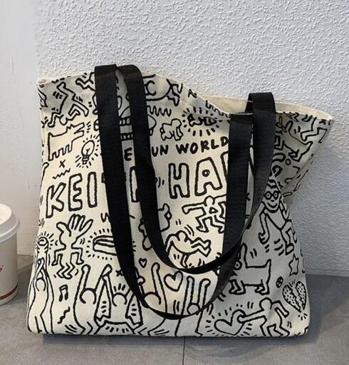 【値下げ】【新品】キースヘリング キャンバス トートバッグ 大容量