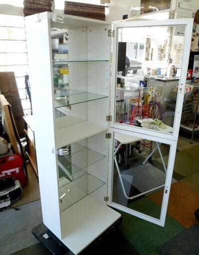 幅50㎝ コレクションケース ① 4段 ガラス板 背面ミラー 奥行40×高さ150㎝ ショーケース 飾り棚 フィギュア 札幌 北20条