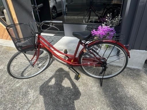 【未使用品】自転車（ママチャリ・赤色）