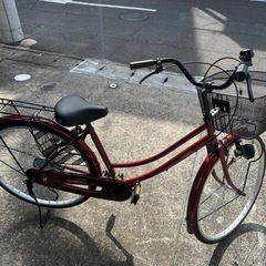 【未使用品】自転車（ママチャリ・赤色）の画像