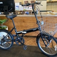 前輪タイヤ・前輪チューブ新品！】6段変速 カゴ付き20インチ折りたたみ