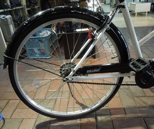 自転車 26インチ シティサイクル ママチャリ ホワイト×ブラック カゴ付き 変速無し 通勤 通学 札幌市東区 新道東店