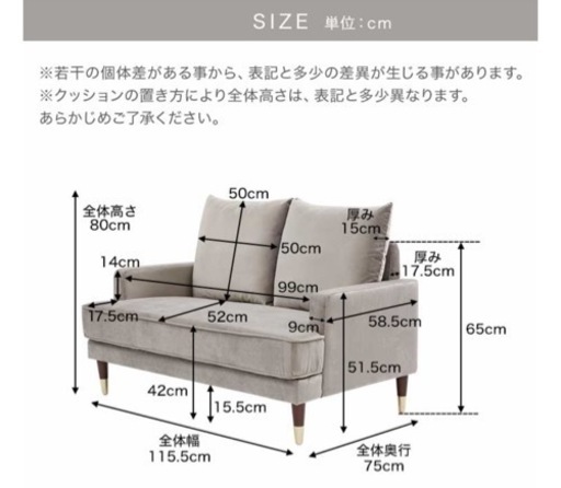 【お譲り先決定済み】2人掛けベルベット調ソファー(LOWYA)