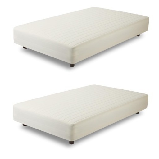 【展示未使用品‼️】源ベッド 国産脚付きマットレス クイーンサイズ(セミシングル×2) ポケットコイル アイボリー♪