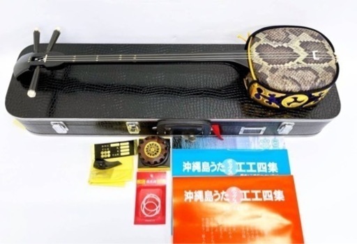 沖縄三線 和楽器 楽器 三味線 沖縄 ハードケース付き 蛇柄 蛇 ヘビ 琉球 音楽 弦楽器 沖縄三味線 民謡