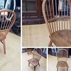 b78 美品柏木工ウィンザーチェア2脚セット (リメイク工房ワタナベ