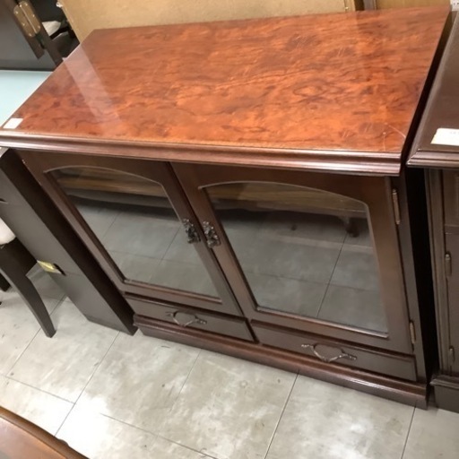 キャビネット　マルニ木工　2枚扉　引き出し付　ブラウン