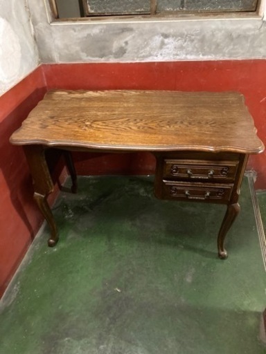 机　アンティーク　三越家具 Brugge ルーマニア製 デスク オーク材 猫脚 英国