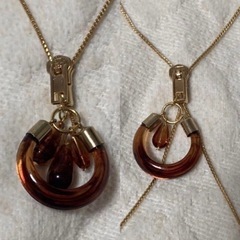べっこう風3Wayペンダント　Ｙ字型　ロングネックレス:ネックレス:アクセサリー:新品の画像