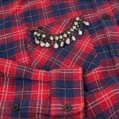 美品　deicy チェック　シャツ　ビジュー　フリーサイズ　トップス　カジュアルの画像