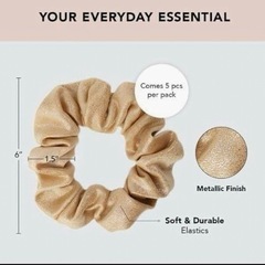【新品未使用】メタリック シュシュ ゴム ヘアアクセサリ OneSize ベージュの画像