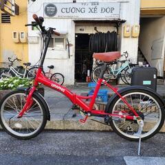 折りたたみ自転車 20インチ 6変速 赤 配達可能