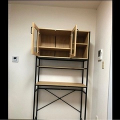 ニトリ　キッチン収納　ヴィンテージテイストのごみ箱上ラック ワイドの画像