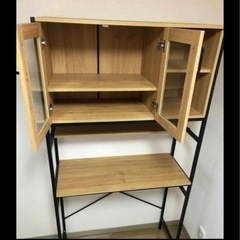 ニトリ　キッチン収納　ヴィンテージテイストのごみ箱上ラック ワイドの画像