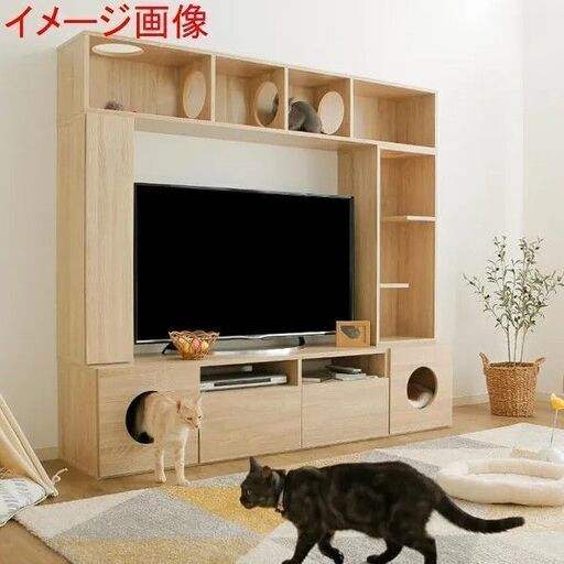 セール中につき、通常特価16,478円より30％引きの11,534円!　　LOWYA ロウヤ テレビ台 キャットタワー付壁面収納付テレビ台 49V型対応 木製 幅約180cm テレビボード