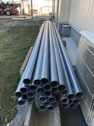 中古単管パイプ3ｍ28本、マルサテンションクランプ10個、マルサひっかけクランプ10個