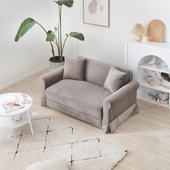 LOWYA ロウヤ 韓国インテリア風 スカート ソファ ソファベッド グレー 韓国インテリア風スカートソファ [幅128] | 【公式】LOWYA(ロウヤ