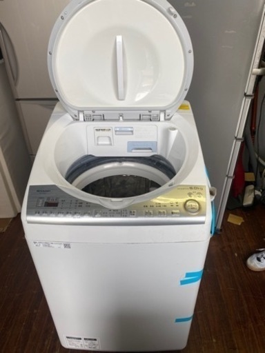 北九州市内配送無料　保証付き　2019年式　シャープ SHARP タテ型洗濯乾燥機 ダイヤカット穴なし槽 ホワイト系 ES-TX8C-